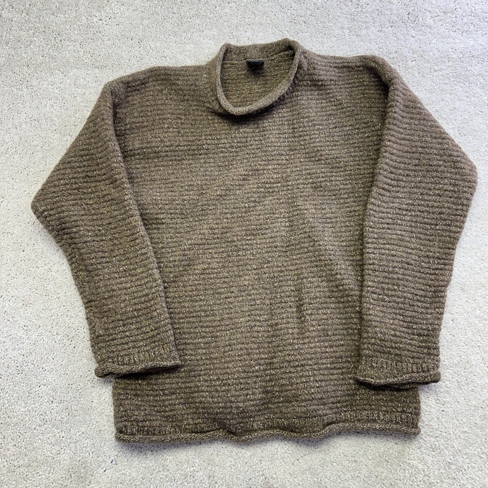 Paul James Sweater Womens Medium Brown Wool Roll Neck Fisherman Chunky Knit